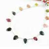 Natural Watermelon Tourmaline Carved Leaf Pear Drop Beads Strand Length 7 Inches and Size 6mm to 6.5mm approx.